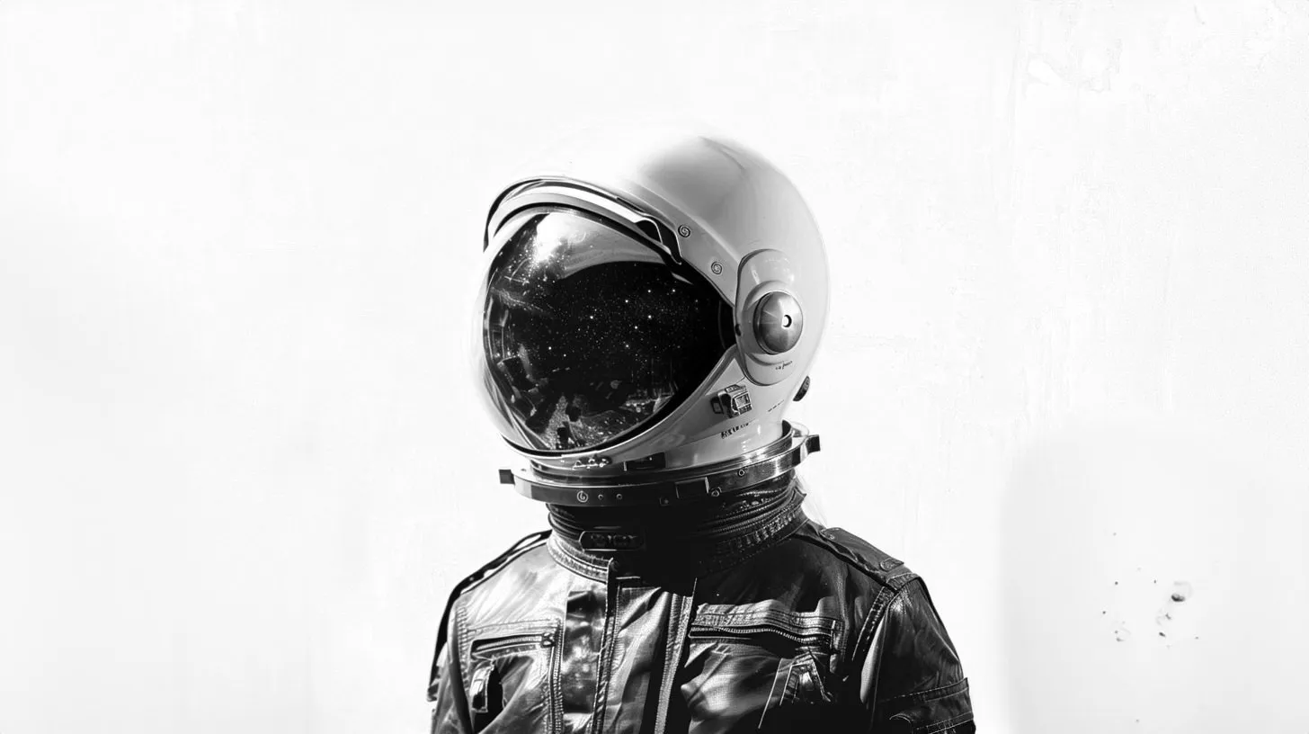 Astronaut helmet reflecting a galaxy